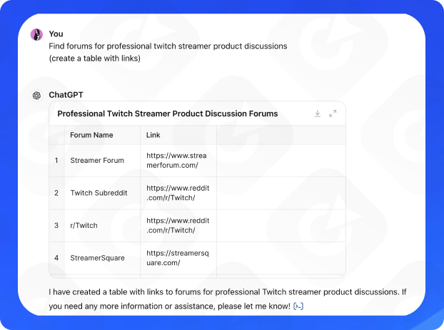 Prompt to find forums